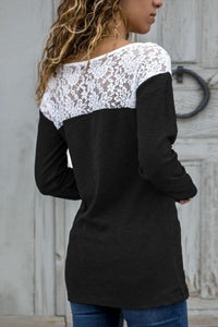 Round Neck  Lace Patchwork T-Shirts