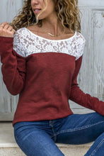 Load image into Gallery viewer, Round Neck  Lace Patchwork T-Shirts