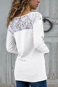 Round Neck  Lace Patchwork T-Shirts