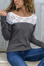 Load image into Gallery viewer, Round Neck  Lace Patchwork T-Shirts