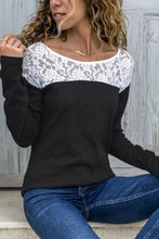 Load image into Gallery viewer, Round Neck  Lace Patchwork T-Shirts