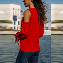 Load image into Gallery viewer, Round Leader Neck Band With Long Sleeves And Shoulder Drop T-Shirt