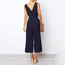 Load image into Gallery viewer, Elegant V Collar Sleeveless Plain Jumpsuit With Waistband