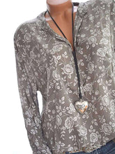 Load image into Gallery viewer, V Neck Long Sleeve Floral Printed Blouse