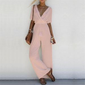 Stylish Crossed Deep V Jumpsuit