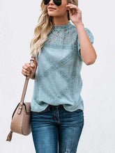 Load image into Gallery viewer, Fashion Lace Hollow Out Splicing Short Sleeve T-Shirt