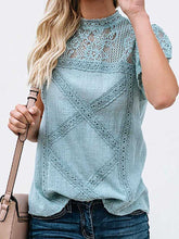 Load image into Gallery viewer, Fashion Lace Hollow Out Splicing Short Sleeve T-Shirt