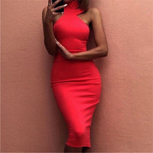 Load image into Gallery viewer, Sexy Shoulder Exposed Solid Color Bodycon Dress