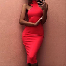 Load image into Gallery viewer, Sexy Shoulder Exposed Solid Color Bodycon Dress