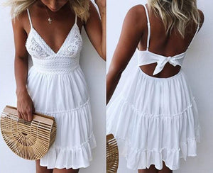 Casual Sexy Off The   Shoulder With Backless Lace Splicing Mini Dresses