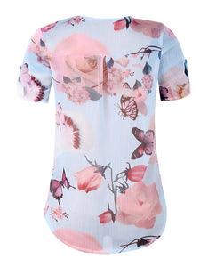 V Neck  Loose Fitting  Print Blouses