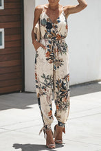 Load image into Gallery viewer, V Neck  Elastic Waist  Print  Jumpsuits