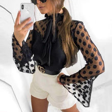 Load image into Gallery viewer, Fashion Polka Dotr   Bell Sleeve  Polka Dot Blouse