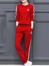 Load image into Gallery viewer, Round Neck  Contrast Trim Sweatshirt Suit