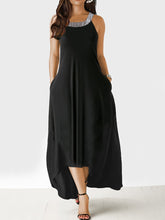 Load image into Gallery viewer, Round Neck  Shimmering Powder  Plain Maxi Dress