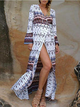 Load image into Gallery viewer, Elegant V-Neck Long Sleeved Bohemia Maxi Vacation Dress