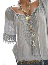 Load image into Gallery viewer, Decorative Lace  Plain  Short Sleeve Blouses