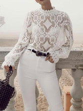 Load image into Gallery viewer, Fashion Lace Splicing Long Sleeve Shirt