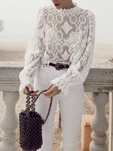 Load image into Gallery viewer, Fashion Lace Splicing Long Sleeve Shirt