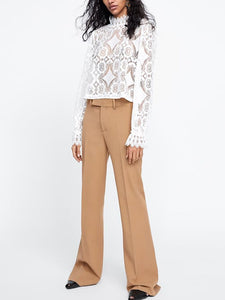 Fashion Lace Splicing Long Sleeve Shirt