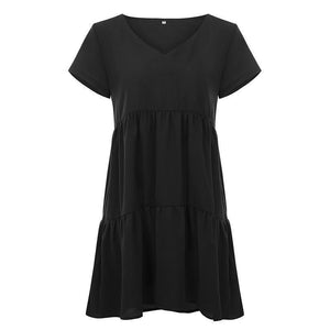 Casual Sexy V Neck   Short Sleeve Pure Color Mini Dresses