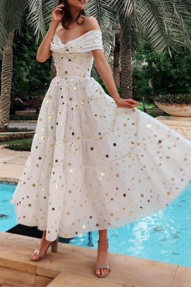 Sexy V-Neck Vacation Dress With A Shimmering Dot Pattern Maxi Dress