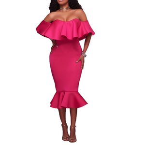 Maternity Off Shoulder Flounced Sexy Bodycon Dress