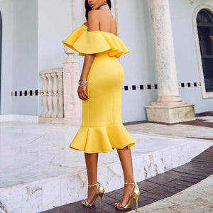 Maternity Off Shoulder Flounced Sexy Bodycon Dress