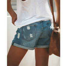 Load image into Gallery viewer, Fashion Plain Loose Hole Denim Shorts