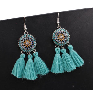 Bohemian Hollow Tassel Earrings Retro Creative Alloy Earrings