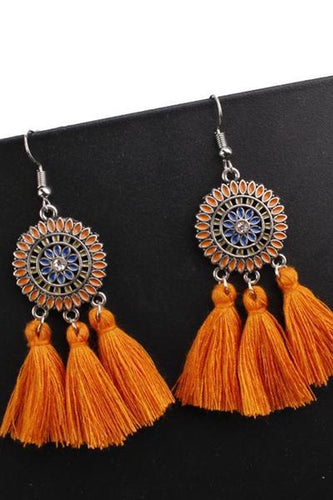 Bohemian Hollow Tassel Earrings Retro Creative Alloy Earrings