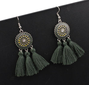 Bohemian Hollow Tassel Earrings Retro Creative Alloy Earrings