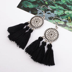 Bohemian Hollow Tassel Earrings Retro Creative Alloy Earrings