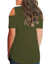 Load image into Gallery viewer, V Neck  Cutout Loose Fitting  Plain Short Sleeve T-Shirts