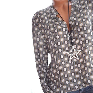 V Neck  Loose Fitting  Geometric Blouses