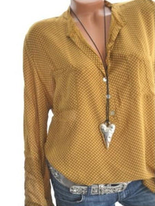 V Neck  Loose Fitting  Dot Blouses