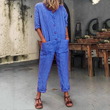 Load image into Gallery viewer, Fashion Solid Color Pocket  Button Jumpsuit