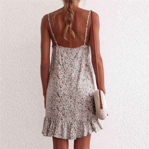 Casual V Collar Loose Floral Printed Vacation Dress