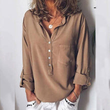 Load image into Gallery viewer, Pure Long-Sleeved Fashion Loose V-Collar Shirt Blouse