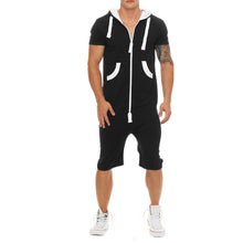 Load image into Gallery viewer, Men&#39;s Camouflage Short Sleeve Hooded Jumpsuit