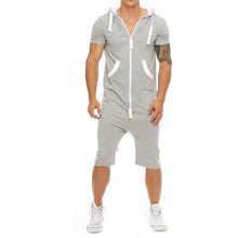 Load image into Gallery viewer, Men&#39;s Camouflage Short Sleeve Hooded Jumpsuit