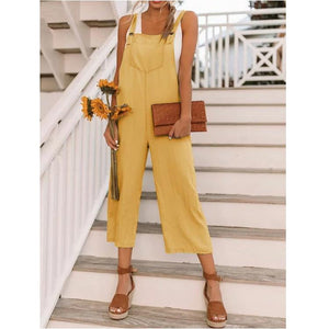 Women's Fashion Nine-Point Belt Casual Jumpsuits