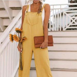 Women's Fashion Nine-Point Belt Casual Jumpsuits