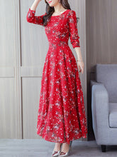 Load image into Gallery viewer, Date Spring Summer Round Neck  Printed Maxi Dress