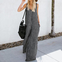 Load image into Gallery viewer, Elegant Sling Striped Sleeveless Broad Leg Jumpsuits