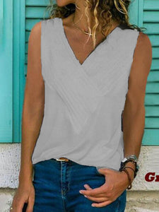 V Neck Sleeveless Plain T-Shirts