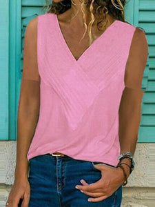 V Neck Sleeveless Plain T-Shirts