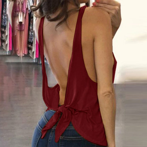 Scoop Neck Backless Sexy Camis