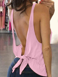 Scoop Neck Backless Sexy Camis