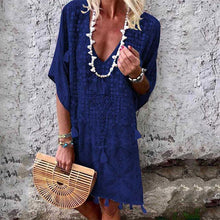 Load image into Gallery viewer, Bohemian Printed Colour V Neck Halflong Sleeve Casual Dresses